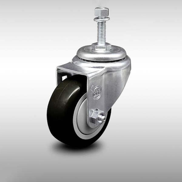 Service Caster 3 Inch SS Black Polyurethane Wheel Swivel 10mm Threaded Stem Caster SCC SCC-SSTS20S314-PPUB-BLK-M1015 - main